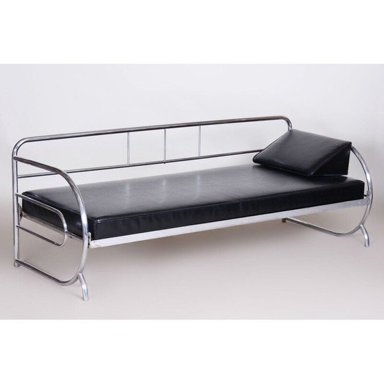 Image 1 of Divano vintage in pelle nera Bauhaus di Robert Slezak, anni '30