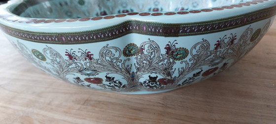 Image 1 of Ceramic Countertop Basin with Flower Pattern
