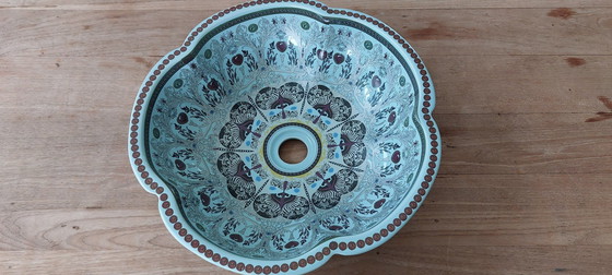 Image 1 of Ceramic Countertop Basin with Flower Pattern