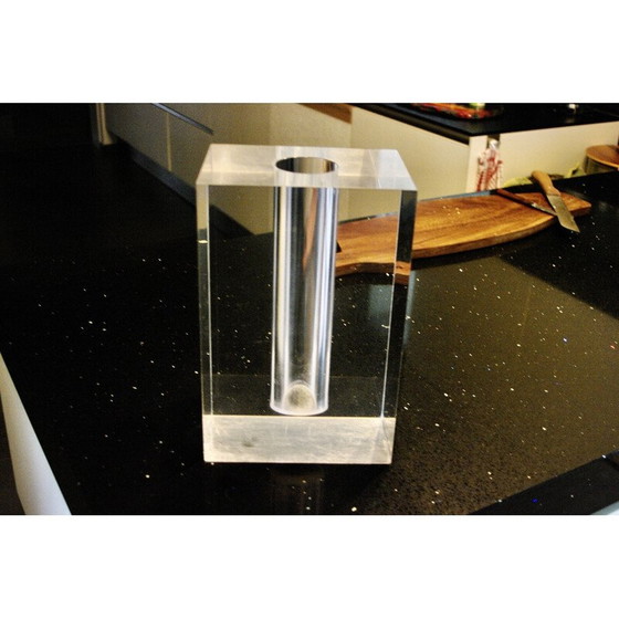 Image 1 of Vintage transparent altuglass vase for Guzzini, Italy 1970