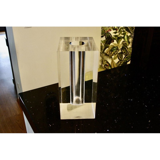 Image 1 of Vintage transparent altuglass vase for Guzzini, Italy 1970