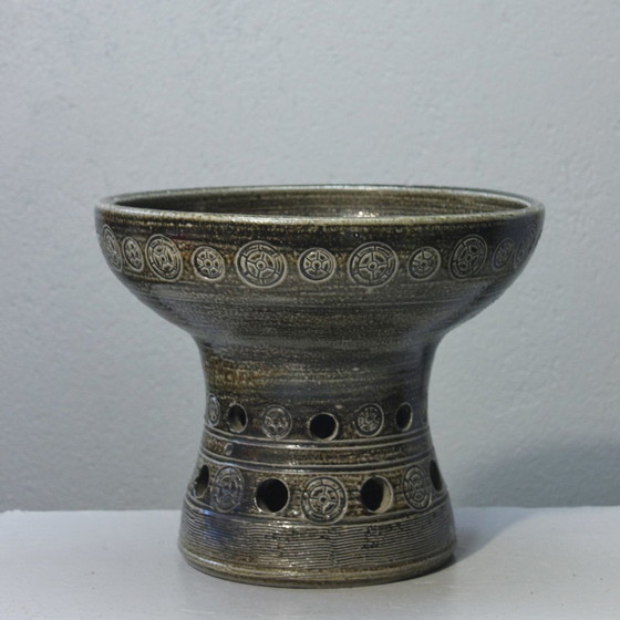 Image 1 of Frédéric Watteel - Imposing stoneware openwork bowl