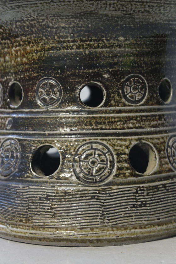 Image 1 of Frédéric Watteel - Imposing stoneware openwork bowl