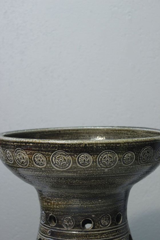 Image 1 of Frédéric Watteel - Imposing stoneware openwork bowl