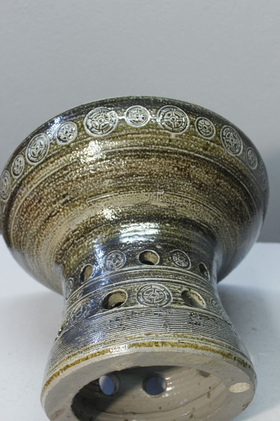 Image 1 of Frédéric Watteel - Imposing stoneware openwork bowl