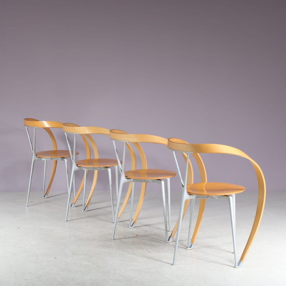 Image 1 of Set of 4 "Revers" Chairs by Andrea Branzi for Cassina, Italy 1990