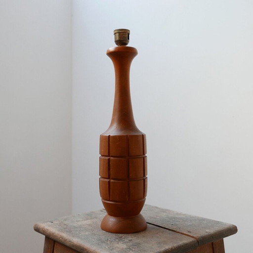 Lampada da tavolo singola vintage in teak, anni '70