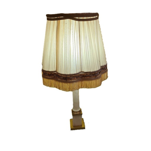 Classic French Table Lamp With Alabaster, 1950s