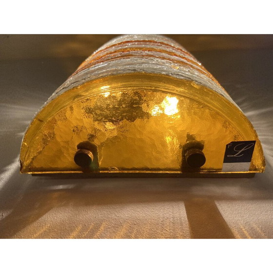 Image 1 of Vintage wall lamp in glass plates and brass by Albano Poli, Italy 1960