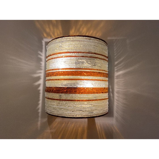 Image 1 of Vintage wall lamp in glass plates and brass by Albano Poli, Italy 1960