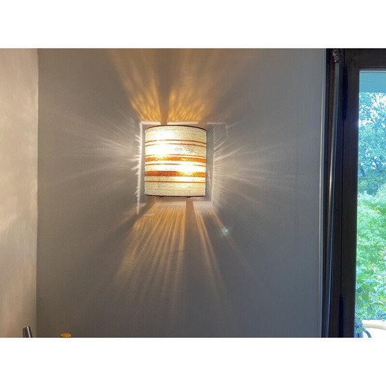 Image 1 of Vintage wall lamp in glass plates and brass by Albano Poli, Italy 1960