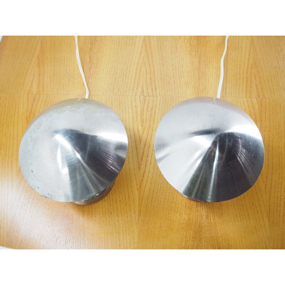 Image 1 of Pair of vintage art deco chrome bauhaus table lamps with flexible shade, Czechoslovakia 1930