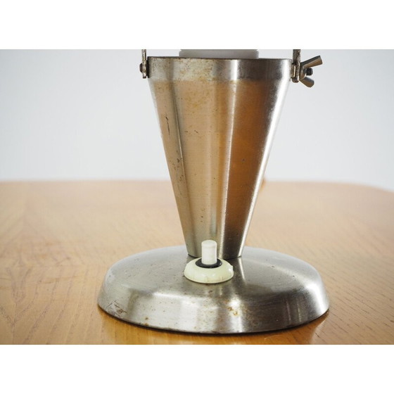 Image 1 of Pair of vintage art deco chrome bauhaus table lamps with flexible shade, Czechoslovakia 1930