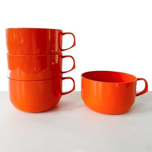 Set of orange soup bowls Mepal coffee mugs