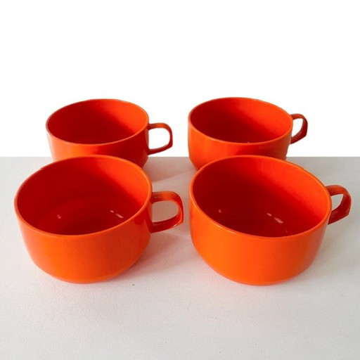 Set of orange soup bowls Mepal coffee mugs