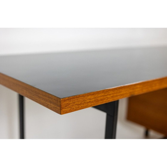 Image 1 of Vintage teak and lacquered metal desk by Pierre Guariche, France 1960