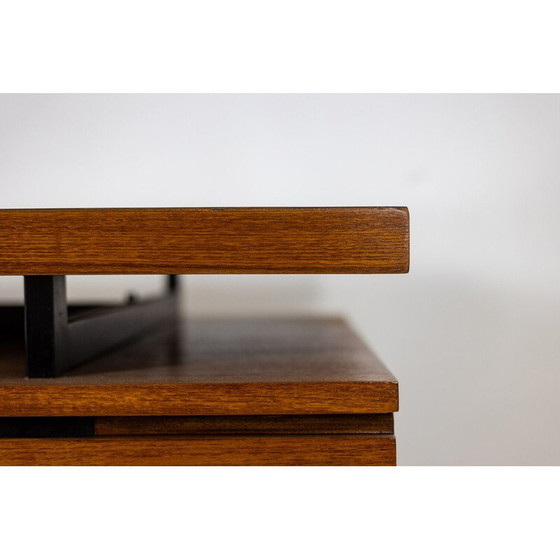 Image 1 of Vintage teak and lacquered metal desk by Pierre Guariche, France 1960