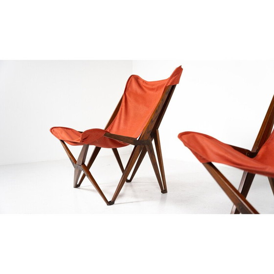 Image 1 of Pair of vintage red Tripolina folding chairs by Joseph B. Fenby