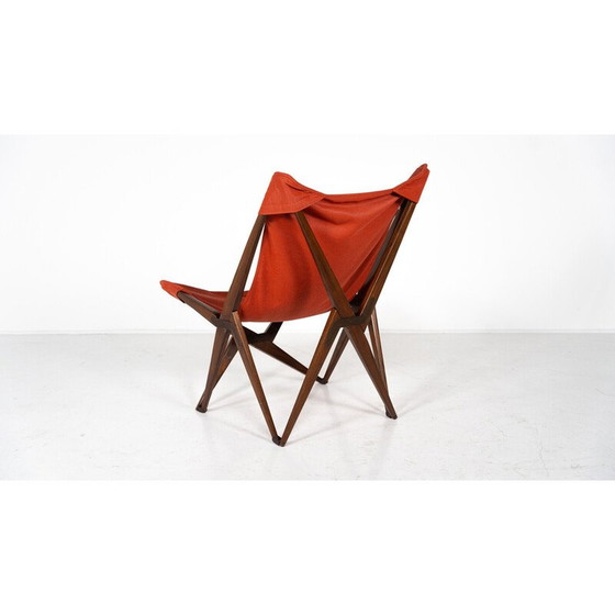 Image 1 of Pair of vintage red Tripolina folding chairs by Joseph B. Fenby