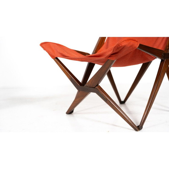Image 1 of Pair of vintage red Tripolina folding chairs by Joseph B. Fenby