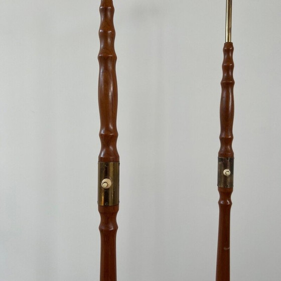 Image 1 of Coppia di lampade da terra vintage in ottone e teak, Svezia 1970