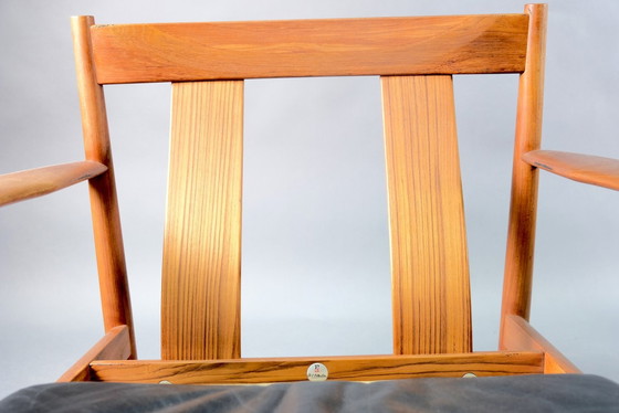 Image 1 of Mid-Century Danish Teak and Black Leather Lounge Chairs by Grete Jalk for France & Søn / France & Daverkosen, Set of 2