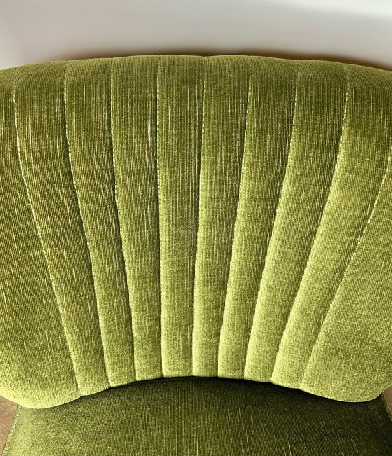 Image 1 of Vintage Cocktail Armchair With Green Fringes