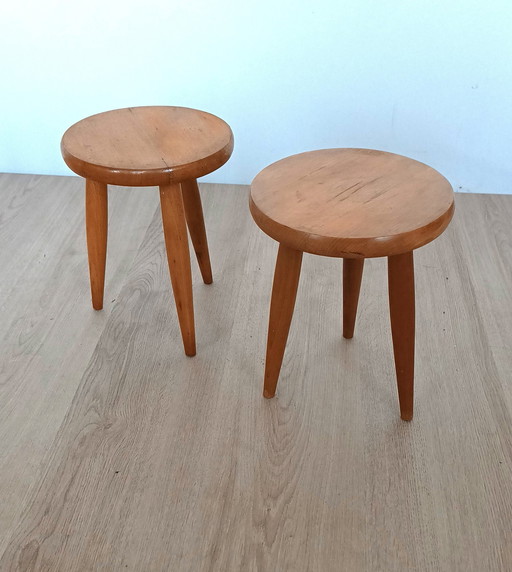 Two Wooden Fifties Children's Stools