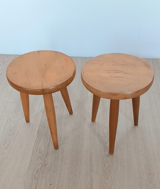 Two Wooden Fifties Children's Stools