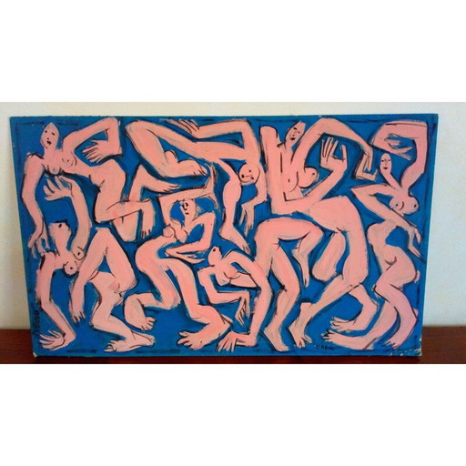 Cuadro antiguo "Mujeres desnudas" de Carol Barber, 1970