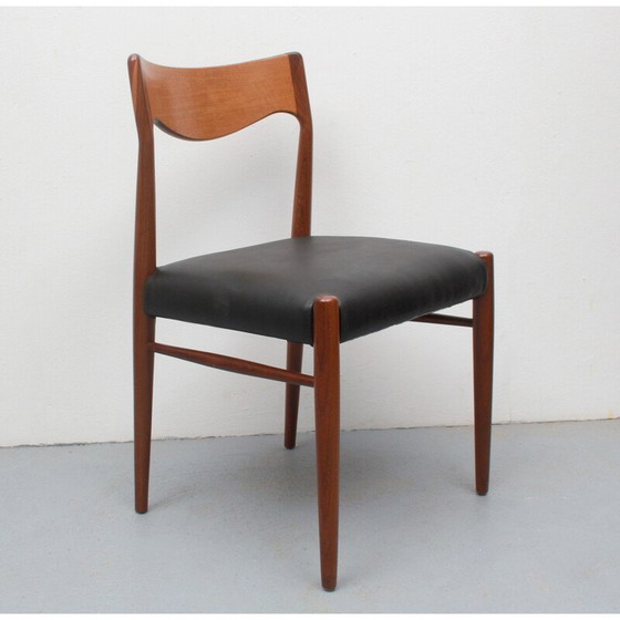 Image 1 of Vintage chair in teak and leather, Denmark 1960s