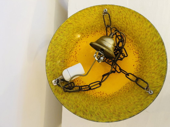 Image 1 of Art Deco Pâte De Verre Hanging Lamp Signed Vianne