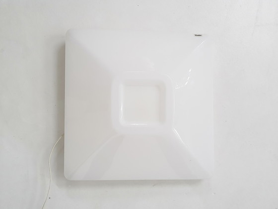 Image 1 of White plexiglass square IGuzzini wall or ceiling light, Italy 1970's