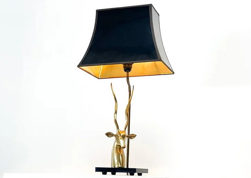 Antilope head table lamp in Brass France 1975