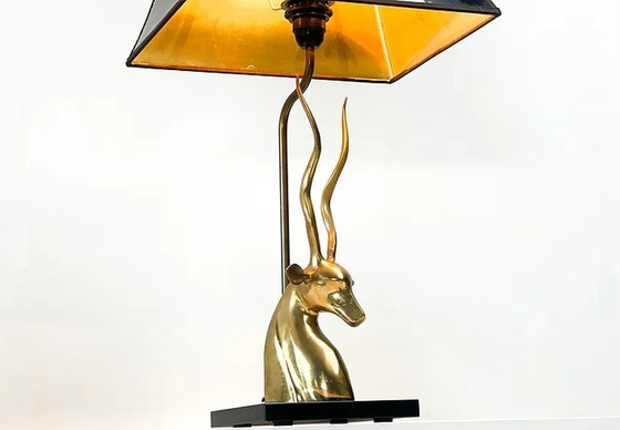 Image 1 of Antilope head table lamp in Brass France 1975