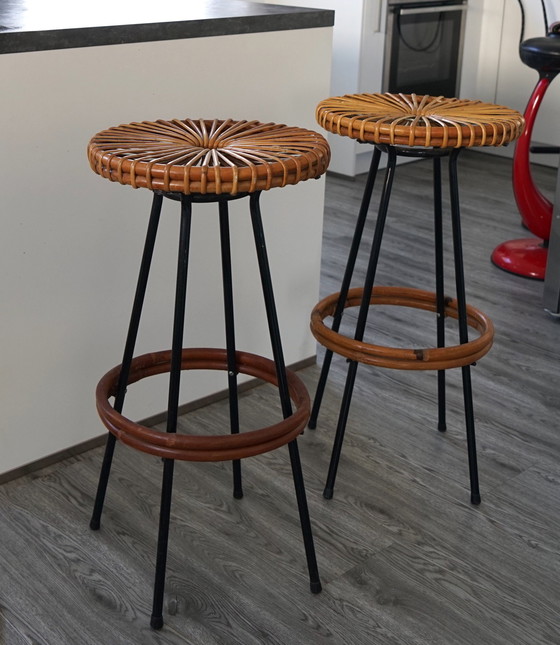 Image 1 of 2x Rohé Noordwolde High Mid - Century bar stool