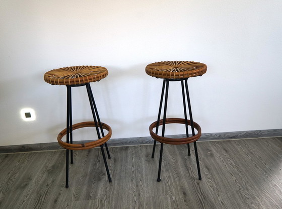 Image 1 of 2x Rohé Noordwolde High Mid - Century bar stool