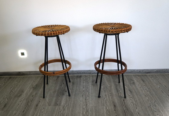 Image 1 of 2x Rohé Noordwolde High Mid - Century bar stool