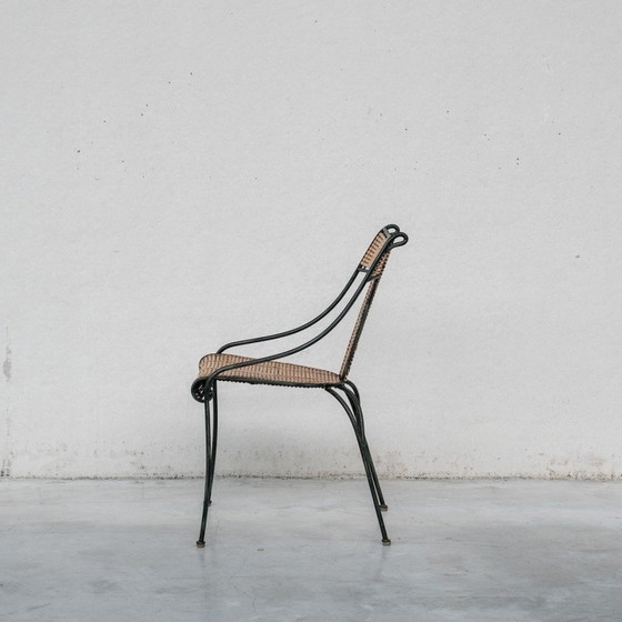 Image 1 of Set di 8 sedie da pranzo vintage di Lysberg Hansen e Therp in ferro e bambù, Danimarca 1970