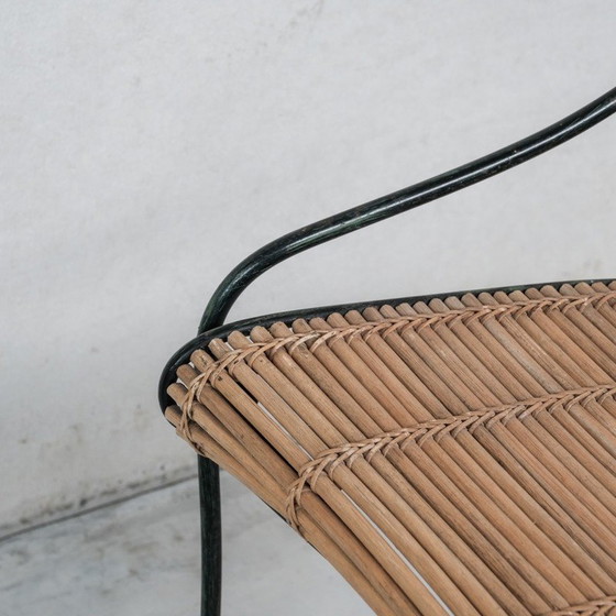 Image 1 of Set di 8 sedie da pranzo vintage di Lysberg Hansen e Therp in ferro e bambù, Danimarca 1970