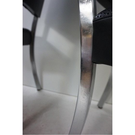 Image 1 of Set of 4 vintage chairs in chrome and Art Deco leatherette, 1940