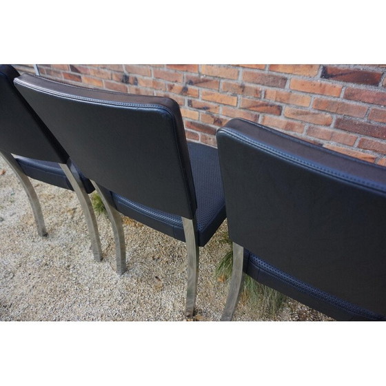 Image 1 of Set of 4 vintage chairs in chrome and Art Deco leatherette, 1940