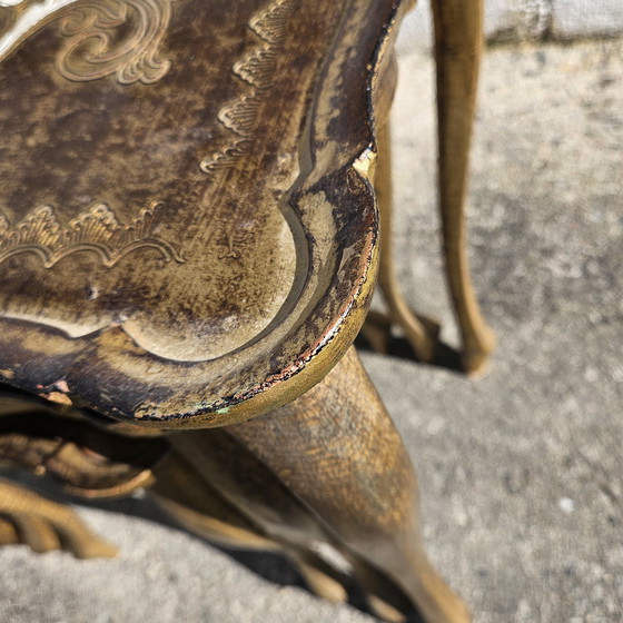 Image 1 of French Vintage Set of 3 Florentine Nesting Tables - Handpainted Golden Side Tables-End Tables-70s