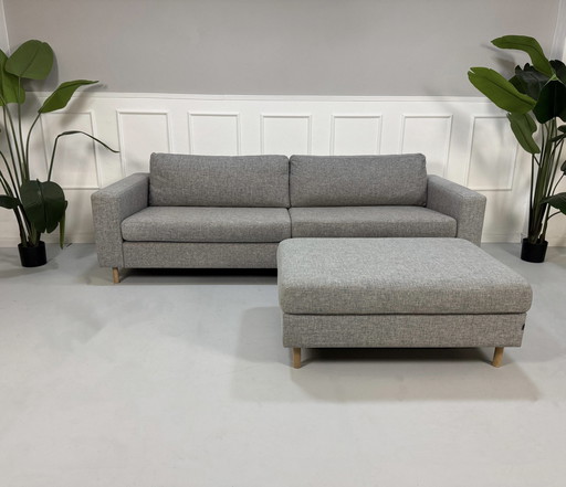 Bolia Scandinavia sofa gray fabric + footstool