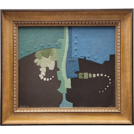 Vintage painting “Abstracción” by Ángel Cuesta, 1989