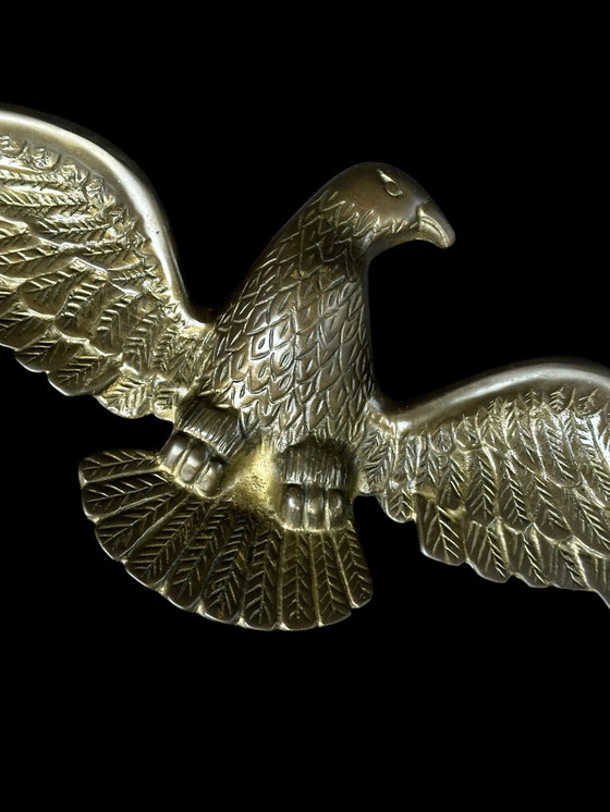Image 1 of Decorazione da parete in ottone vintage con aquila americana 