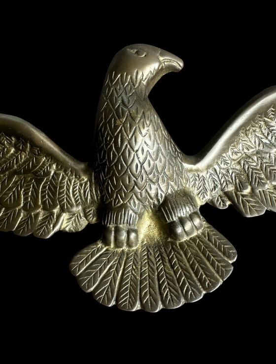 Image 1 of Decorazione da parete in ottone vintage con aquila americana 