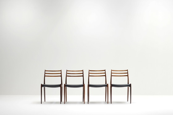 Image 1 of Set of 4 rosewood Model 78 dining chairs by Niels otto Møller for J.L. Møllers møbelfabrik, Denmark 1962.