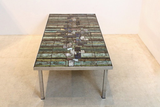 Pia Manu Slate and Ceramic Mosaic Artwork Coffee Table