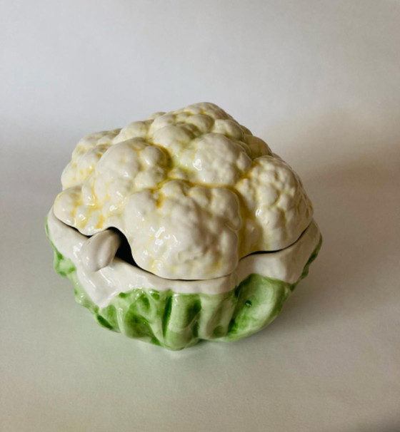 Image 1 of Vintage Ceramic Cauliflower (Sauce) Terrine With Ladle.